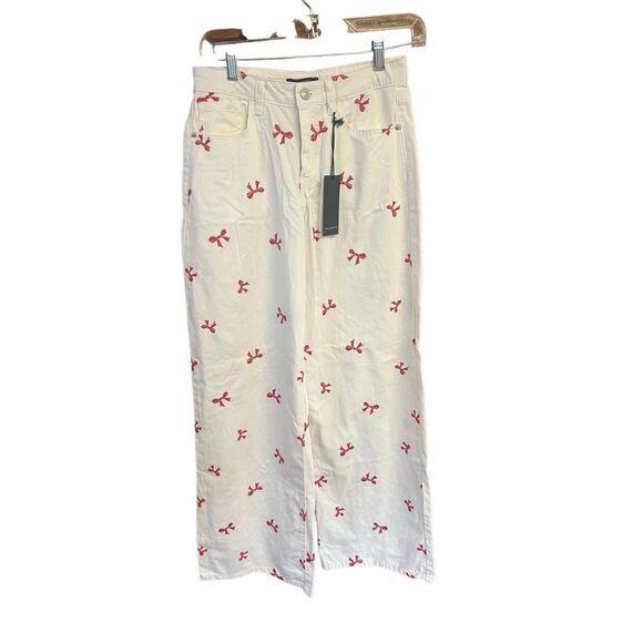 Forever 21 Pants - Forever 21 Bow Embroidered Baggy Pants Sz S 27/32 Wide Leg NWT